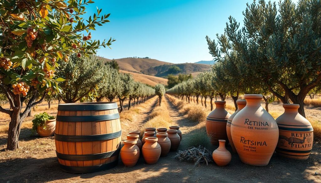 Retsina traditioneller griechischer Wein Retsina traditioneller griechischer Wein