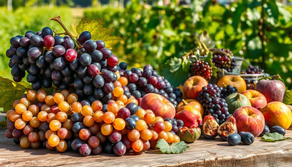 Weintrauben und Obstsorten